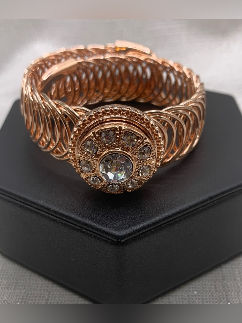 GLITZY - Easiest On/Off Bracelet EVER! Rose Gold Snap Button Bracelet with Charm